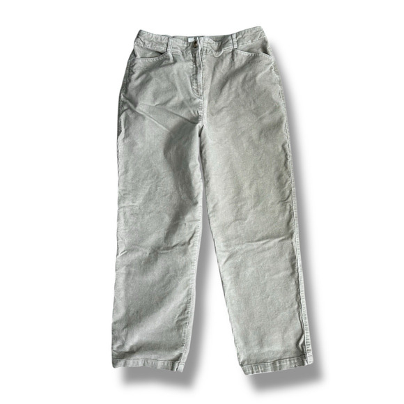 Talbots Petites Women's Stretch Cream Color Corduroy Flat Front Wide Leg 12P - Picture 2 of 6